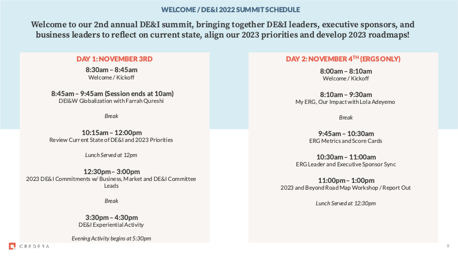 DEI Summit Schedule 2022