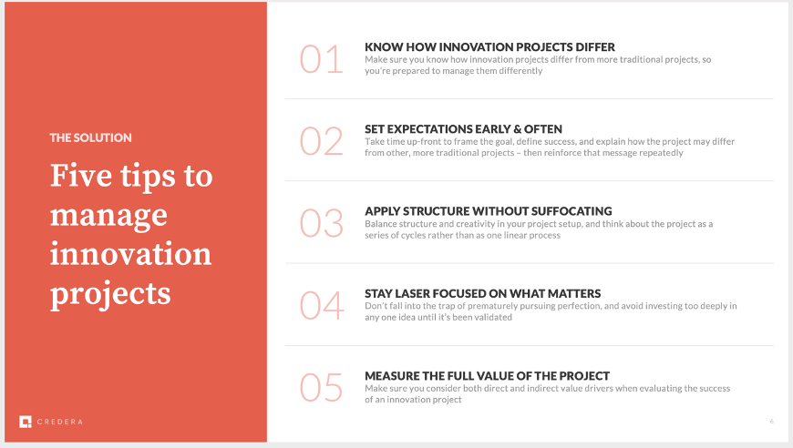 Five tips to manage innovation projects