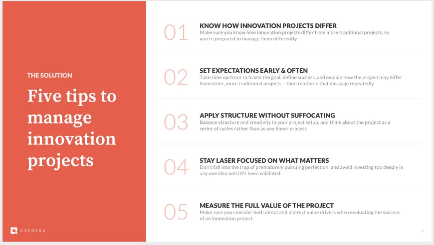 Five tips to manage innovation projects