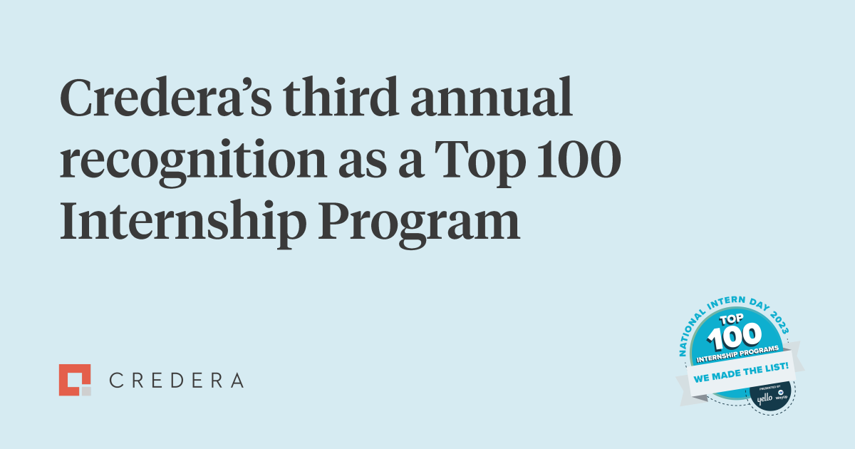 Credera listed as a WayUp 2023 Top 100 Internship Program for third year