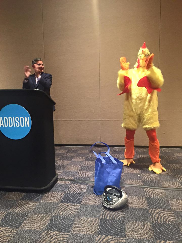 From a Fireside Chat (someone was dressed up in a chicken suit).