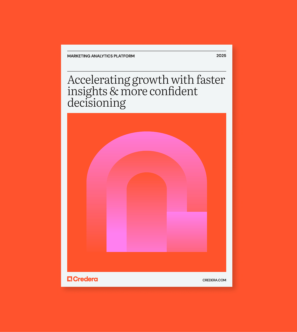 Pamphlet cover that reads Accelerating growth with faster insights and more confident decision making