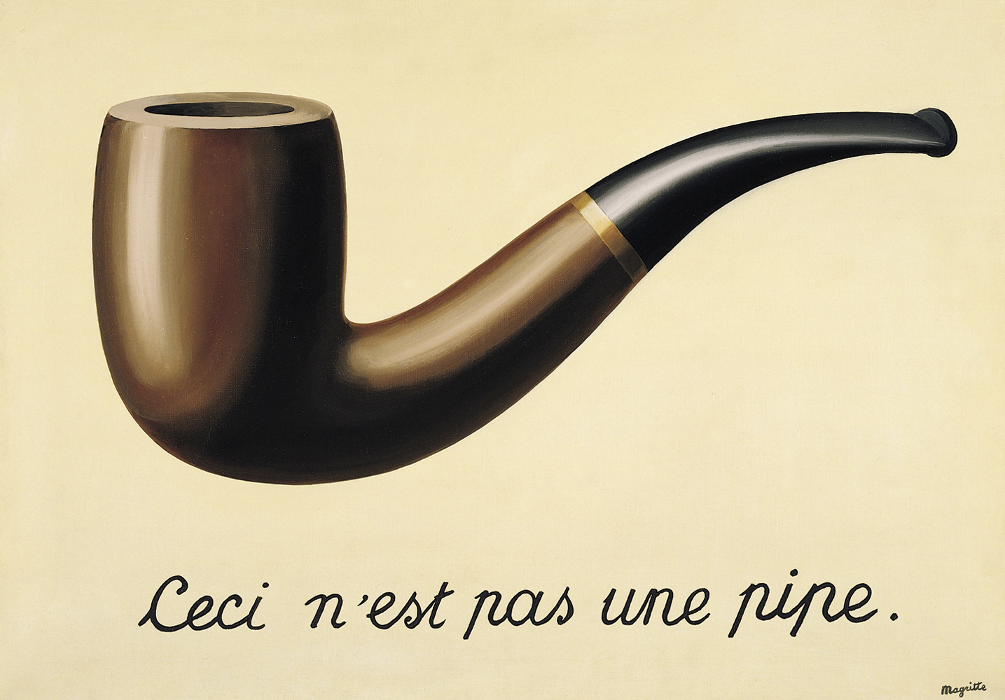 Magritte's “The Treachery of Images” (1928) is a commentary on how people have been struggling to recognize when an object does not physically align with its representation for far longer than the iPhone.