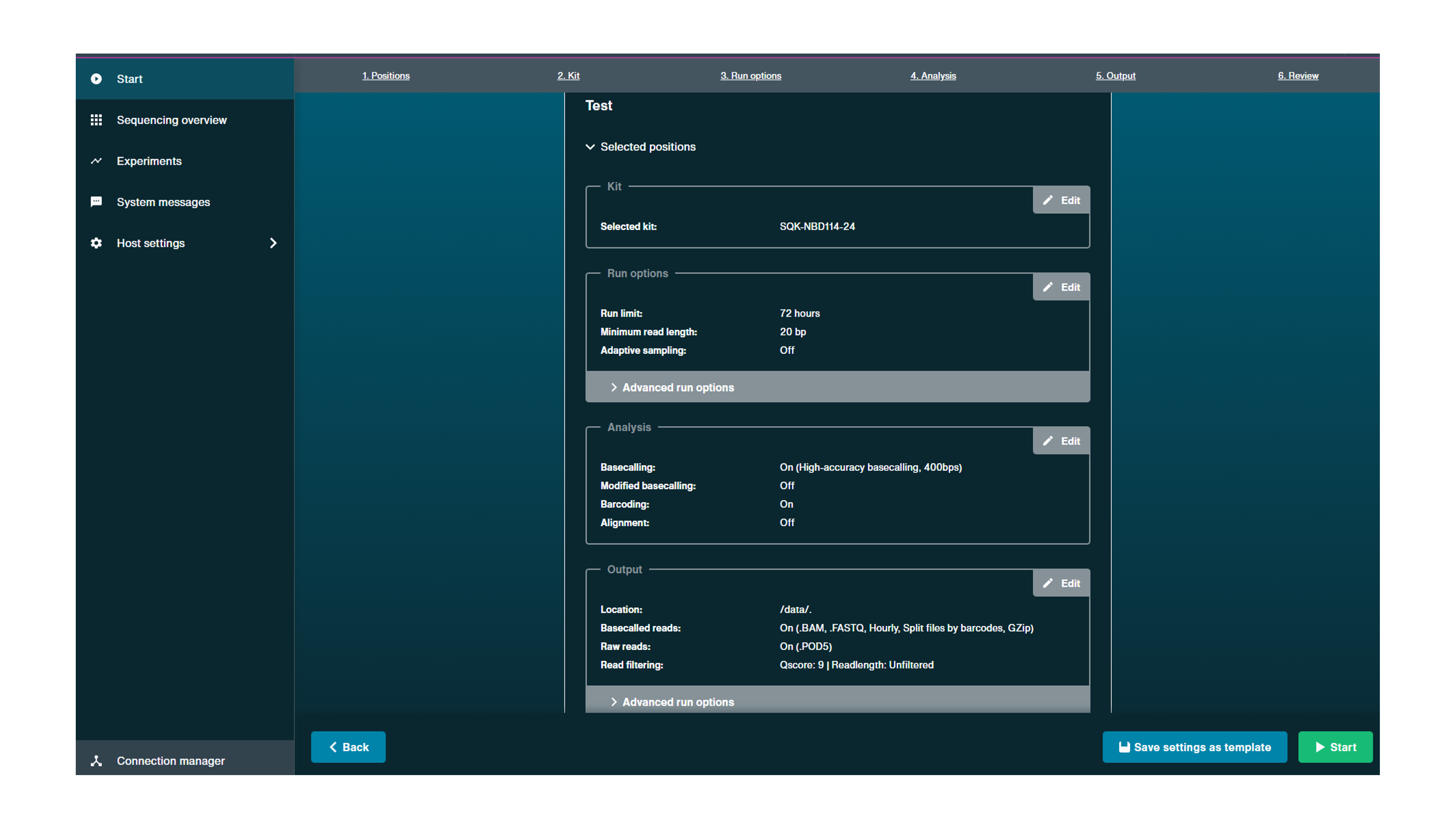 Click Start to start sequencing multiplex