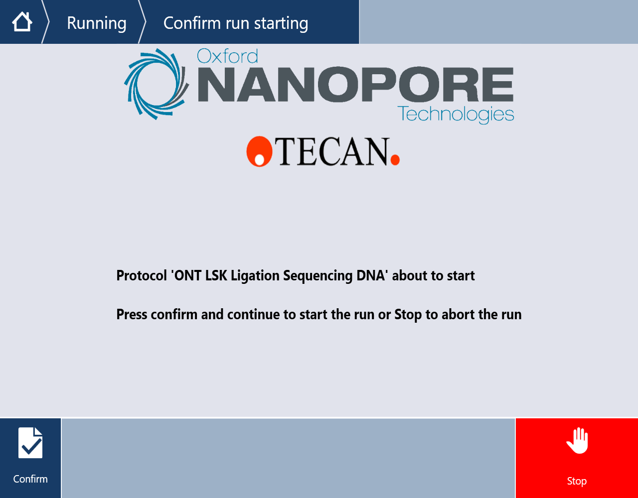 Page 36- Confirm to start, change logo - Tecan DreamPrep NGS LSK114