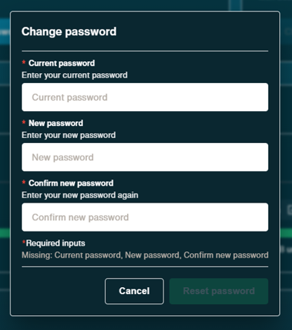 Password change dialogue