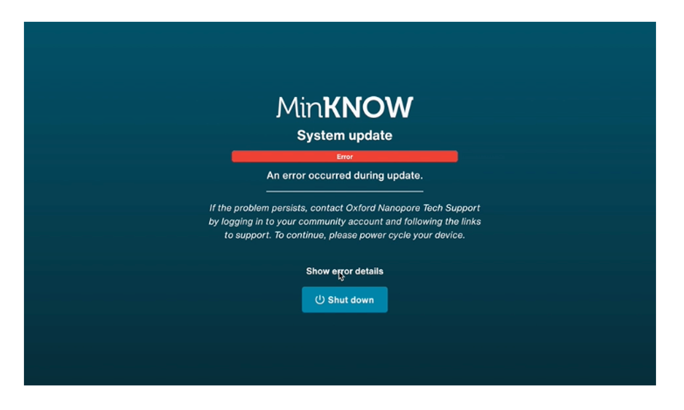 MinKNOW system update error