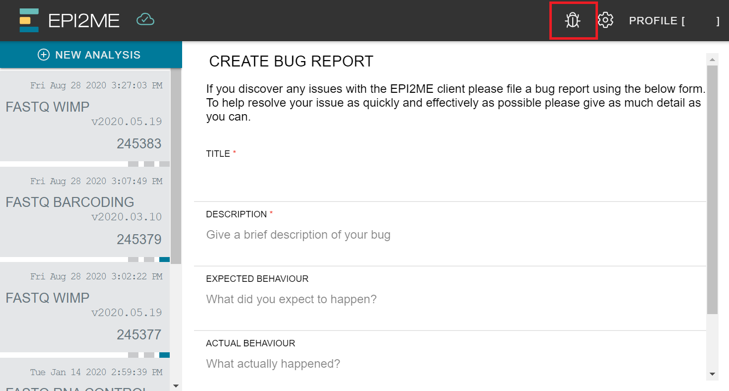 Bug report icon