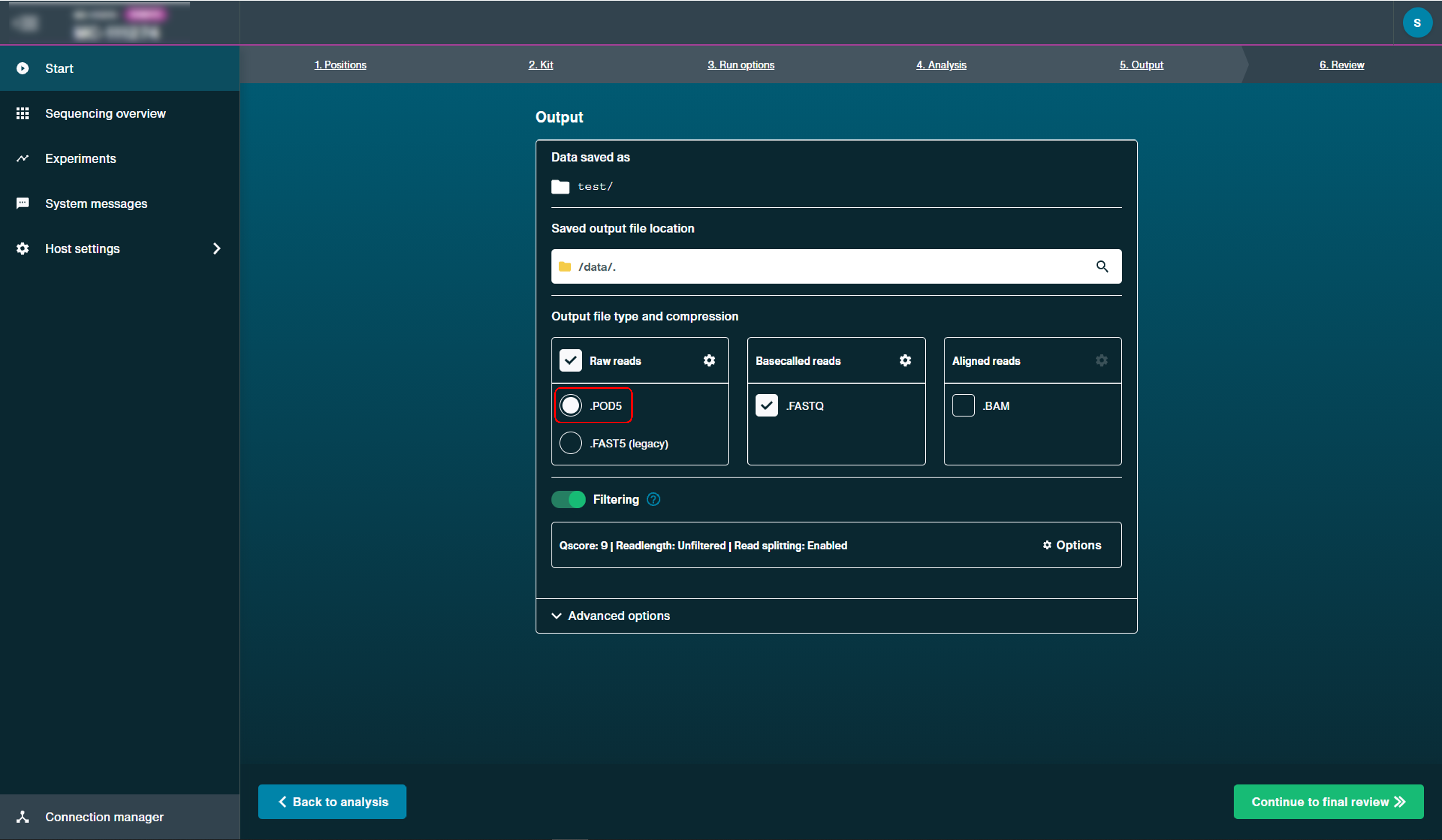 output setting