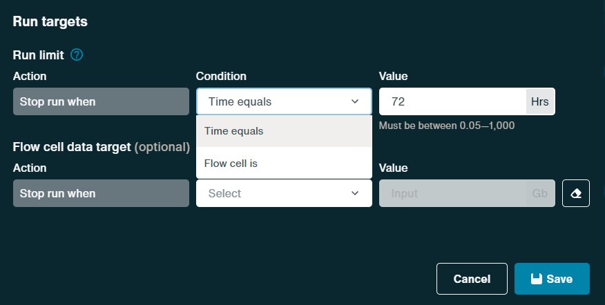 Flongle setup 10 data targets run limit