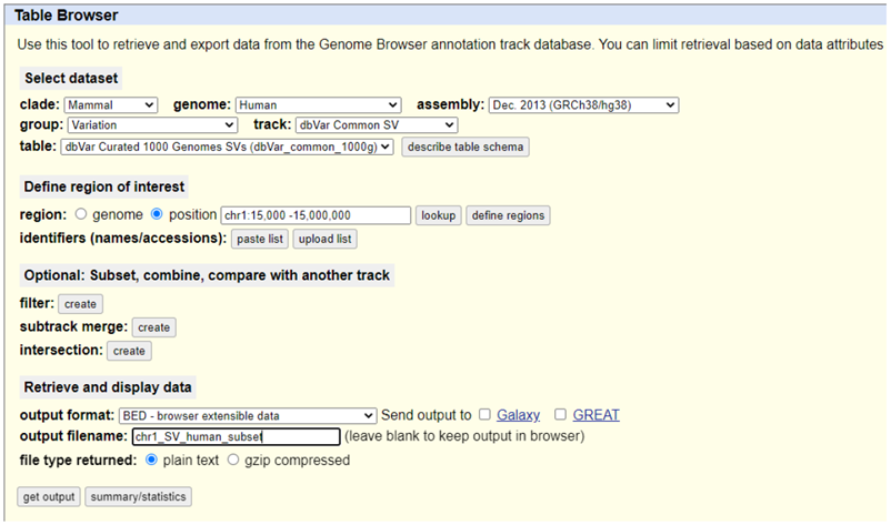 USCS Table Browser