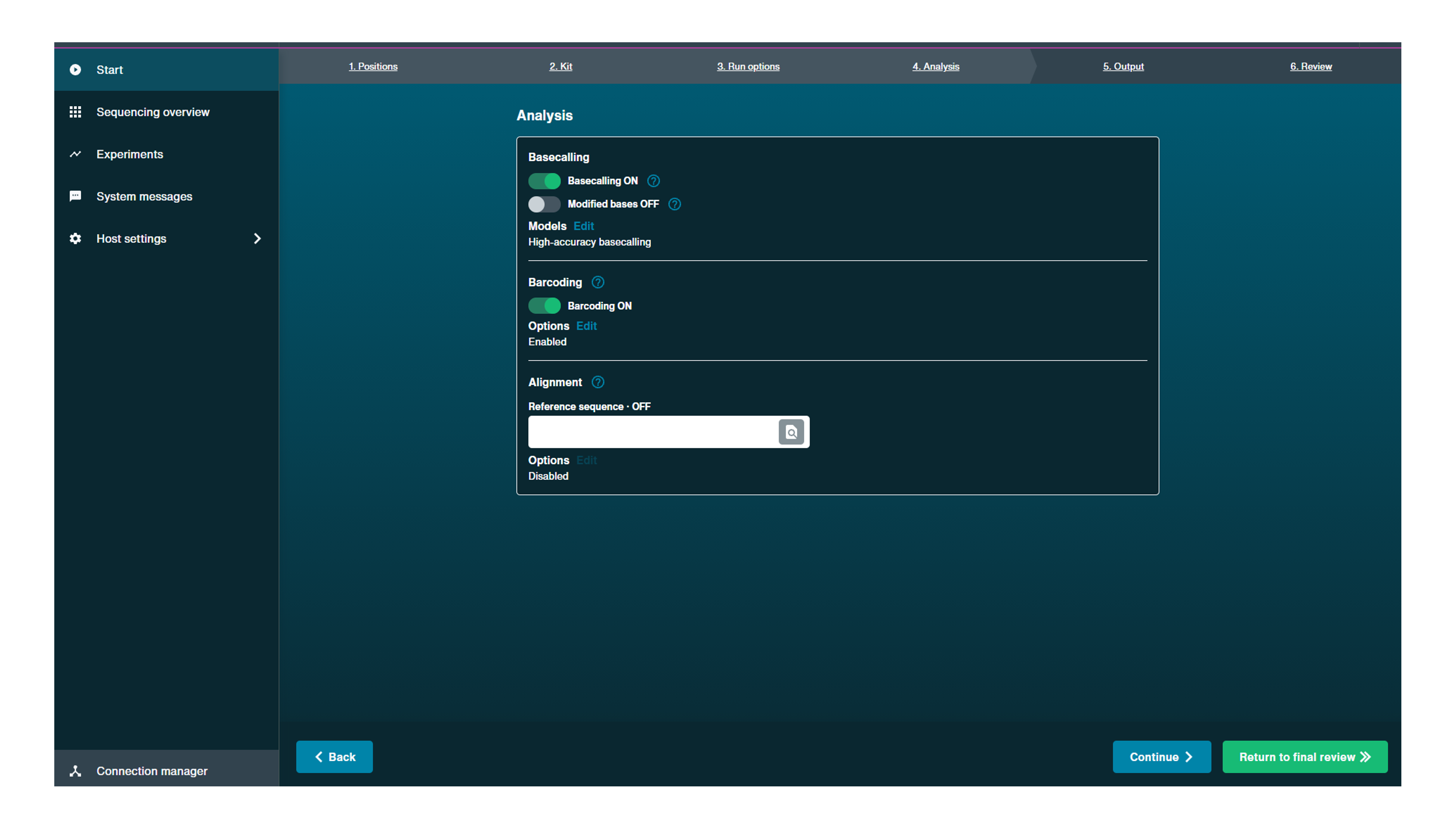 Set up basecalling using the following parameters multiplex