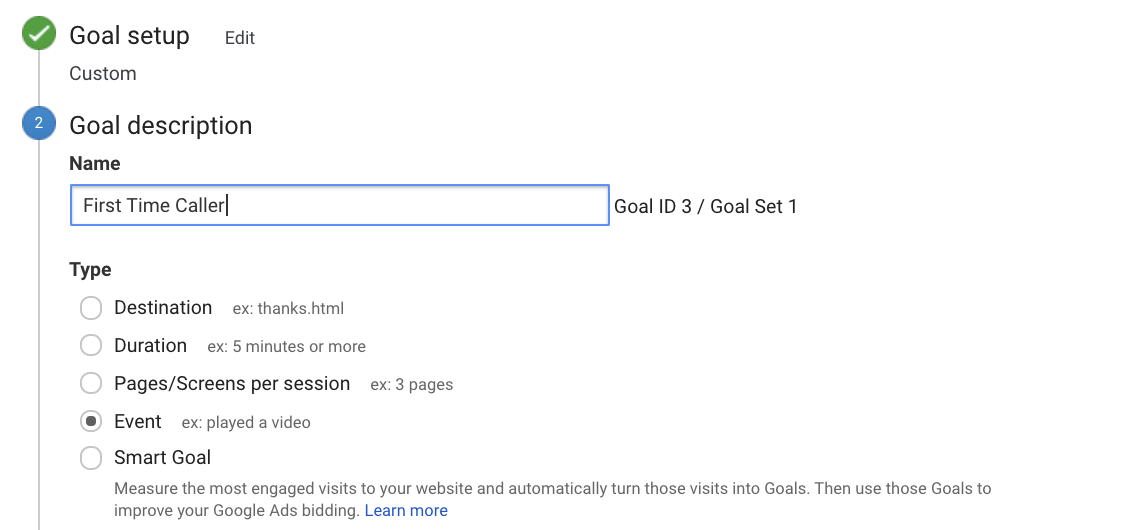 first-time-caller-goal-google-analytics