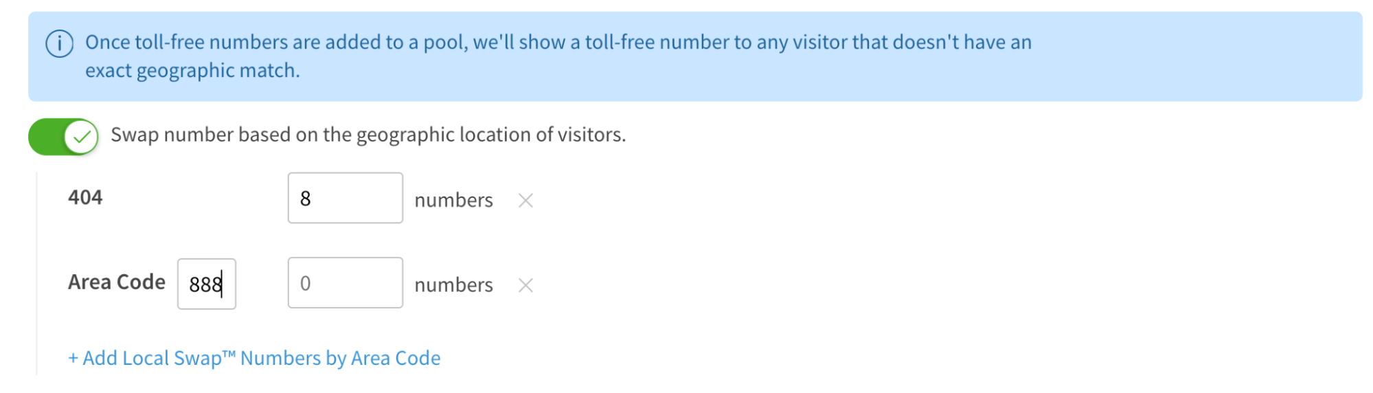 Number pools can display local area codes in CallRail's Call Tracking