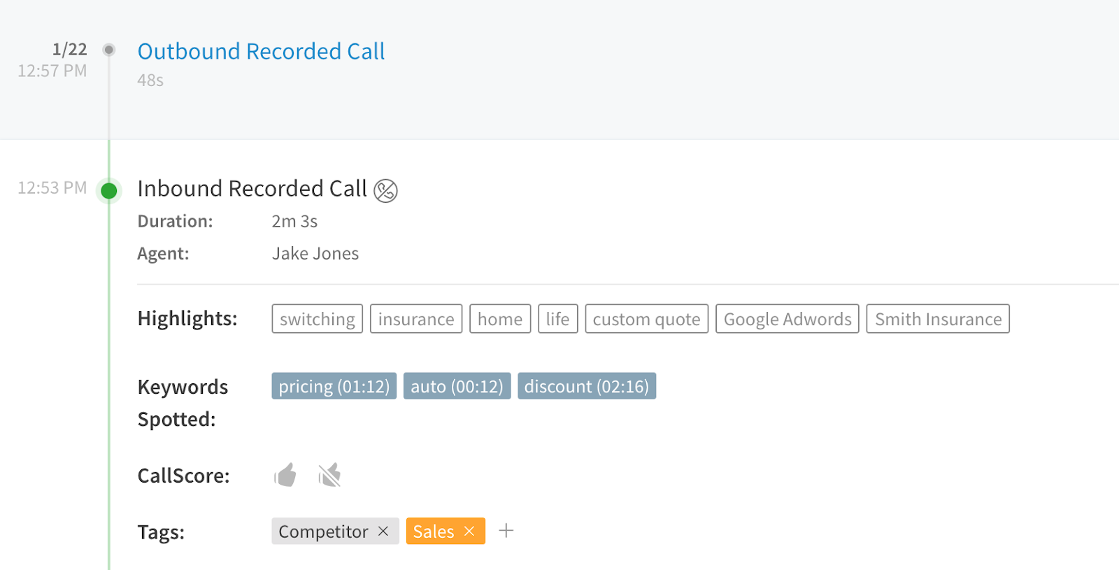 Conversation Intelligence 3 - outbound recorded call