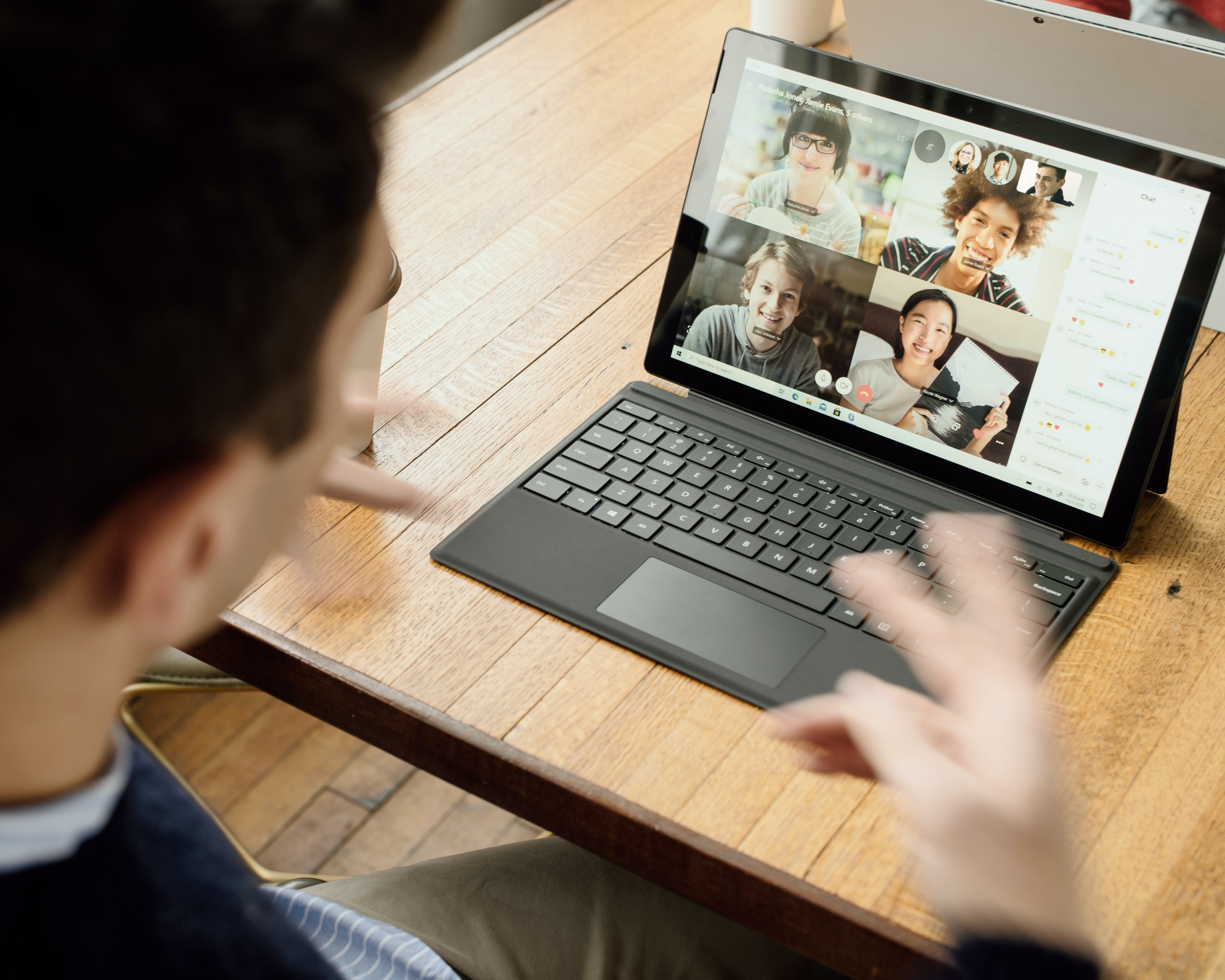 Online meeting on a tablet 