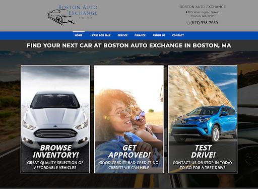 Landing page for Boston Auto Exchange