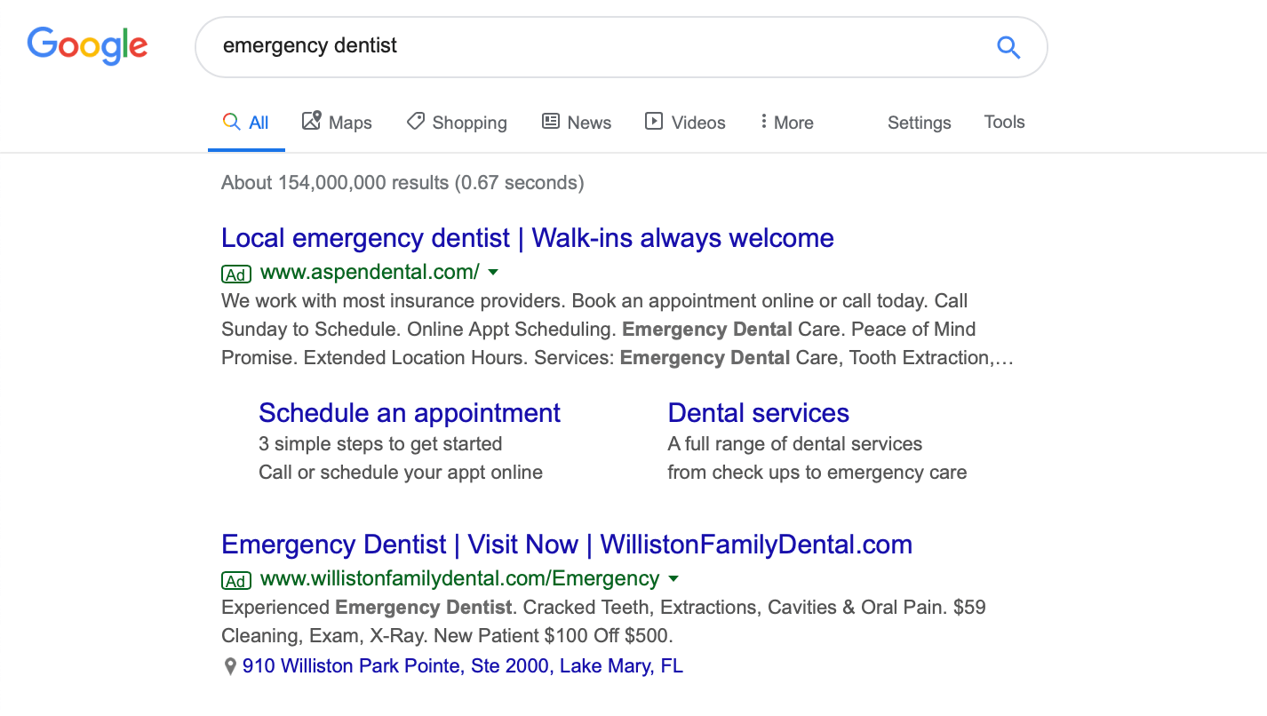 Dental Retargeting and Display Ads example 
