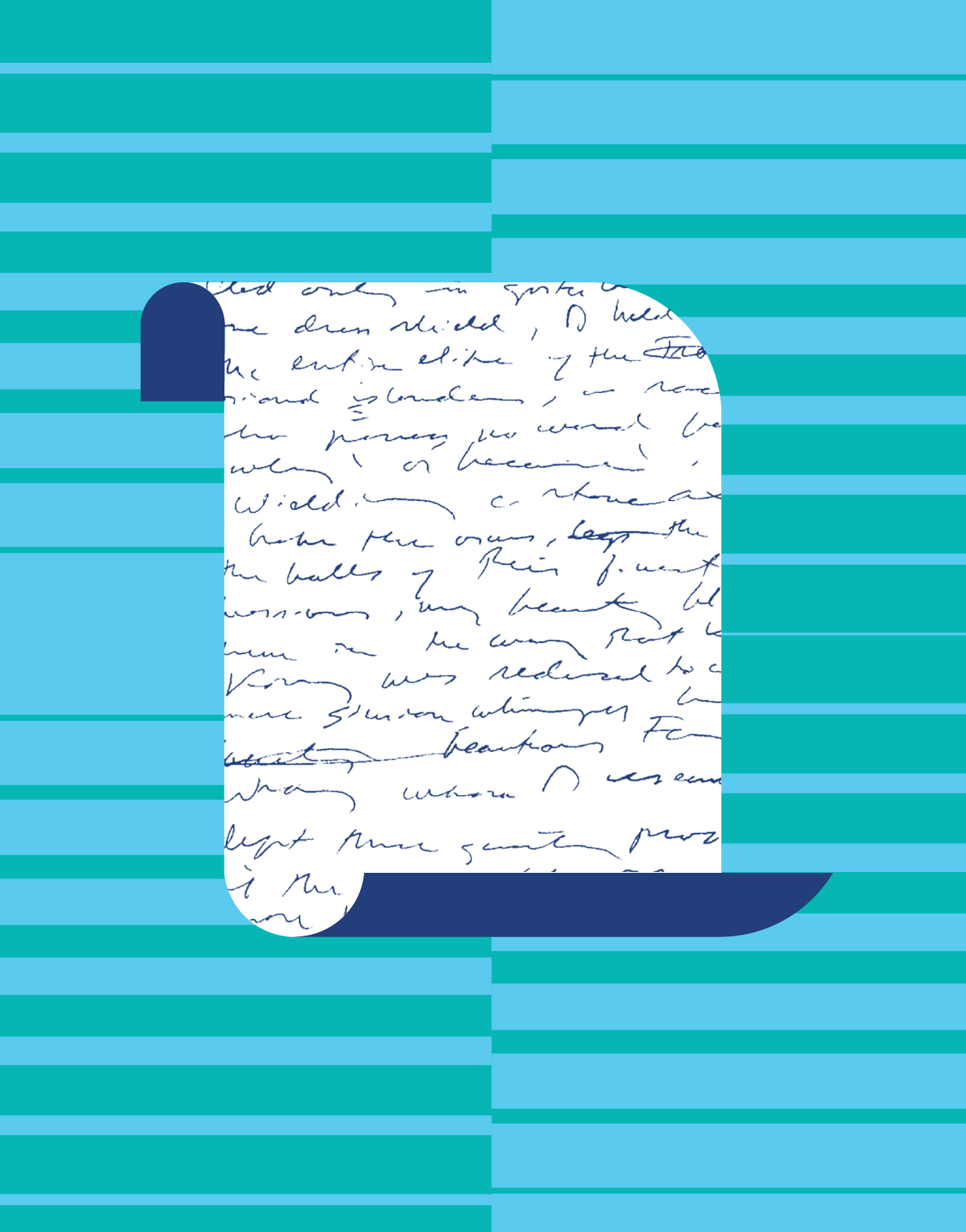 Illustrated paper with cursive writing