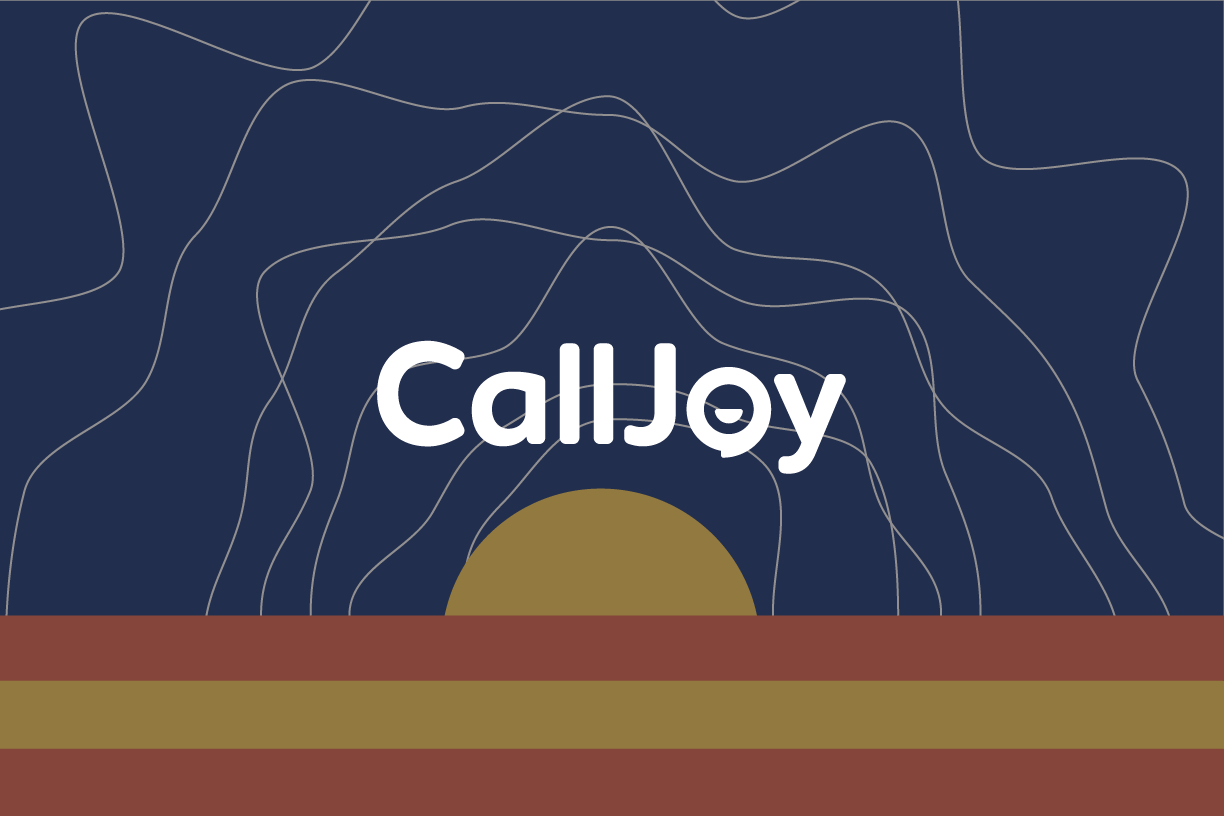 CallJoy logo with a sunset in the background