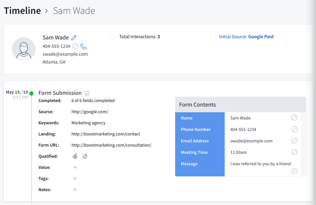 Form Tracking Timeline