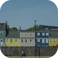 row of colorful houses 