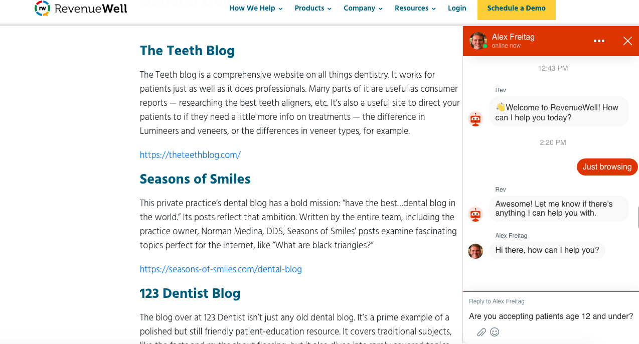 Example of Dental Chat 