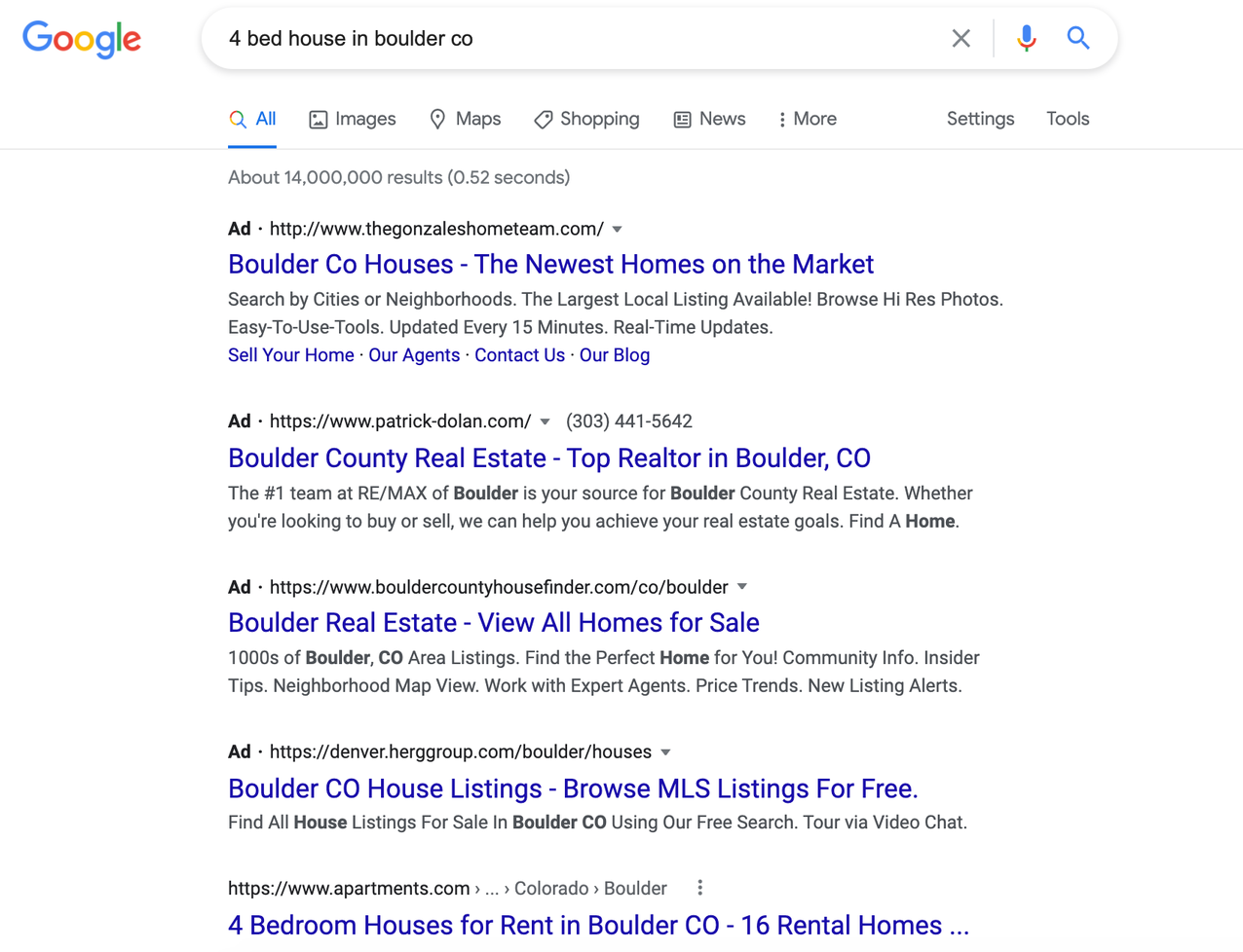 Google search; 4 bed house in boulder co