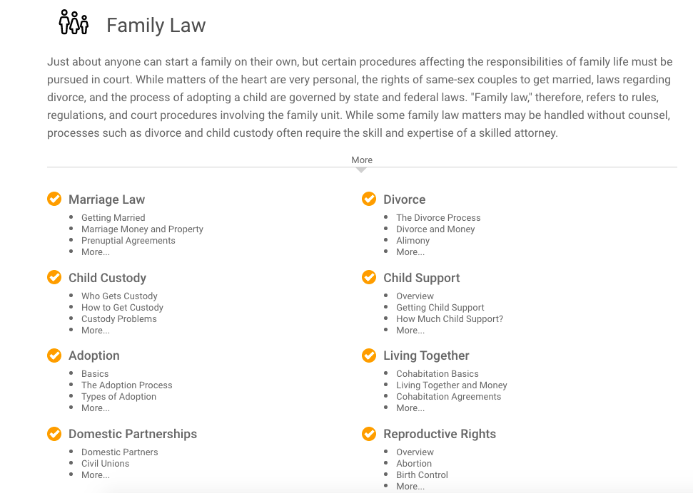 family law types website