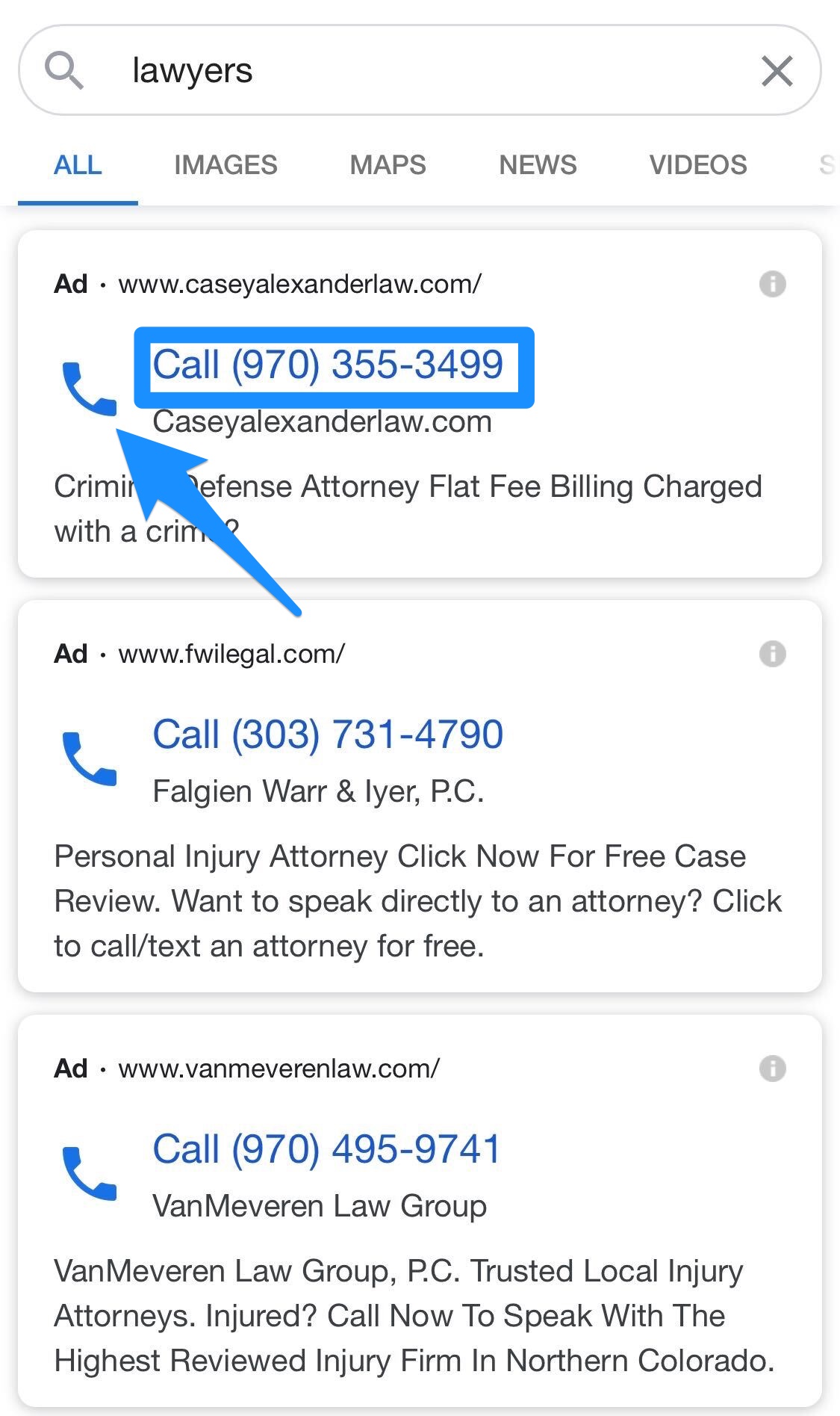 Call-only campaign examples