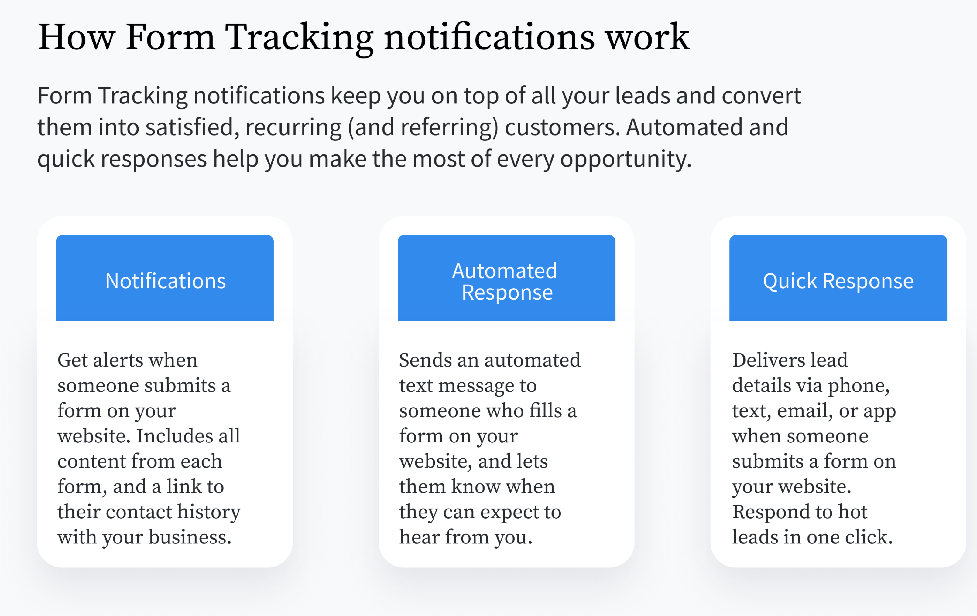 How form tracking notifications work