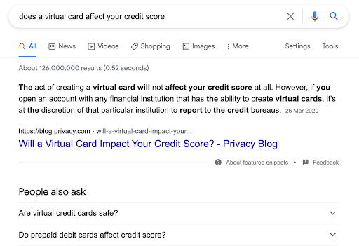 virtual card google search