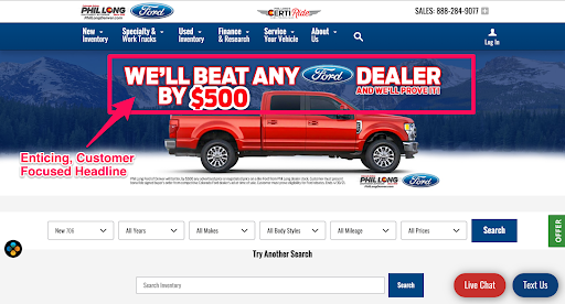 Headline example from Phil Long Ford