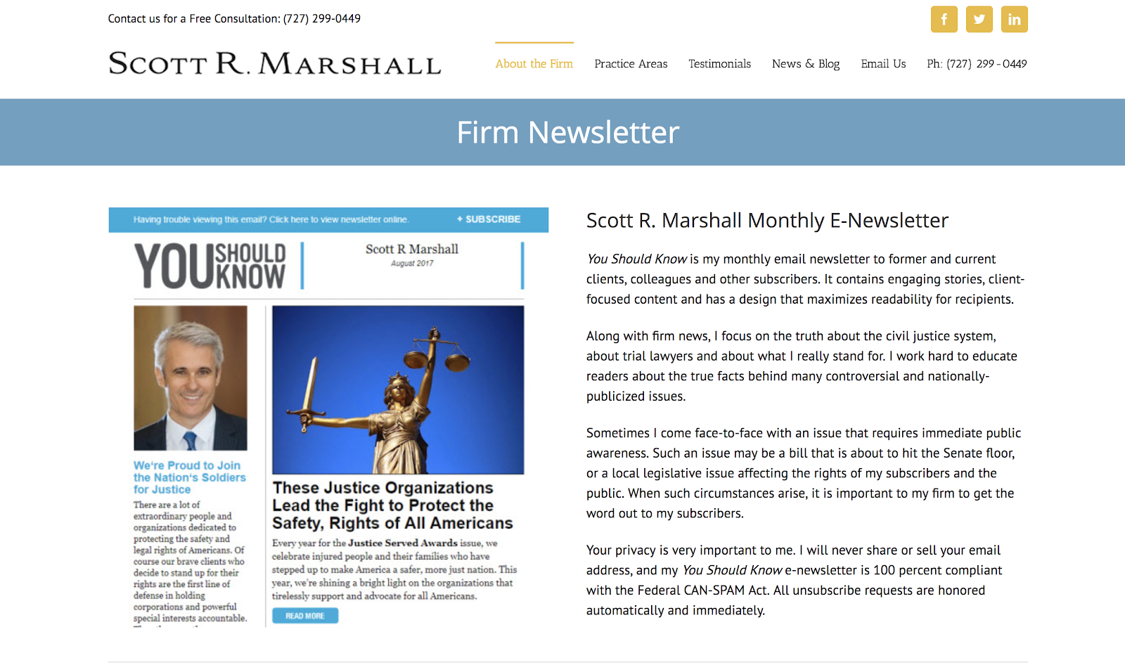 law firm newsletter sign up