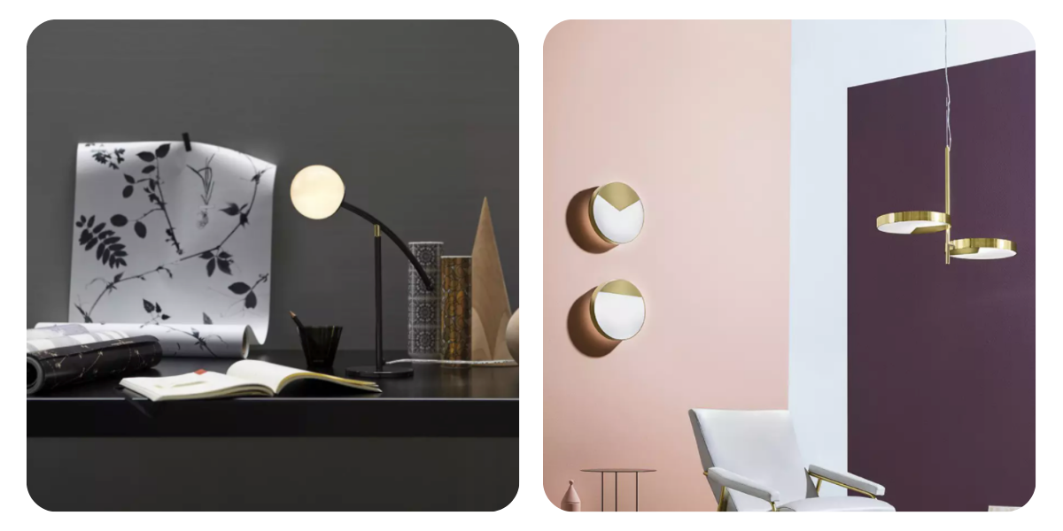 MM Lampadari Arch Table Lamp and Moonlight Wall Light