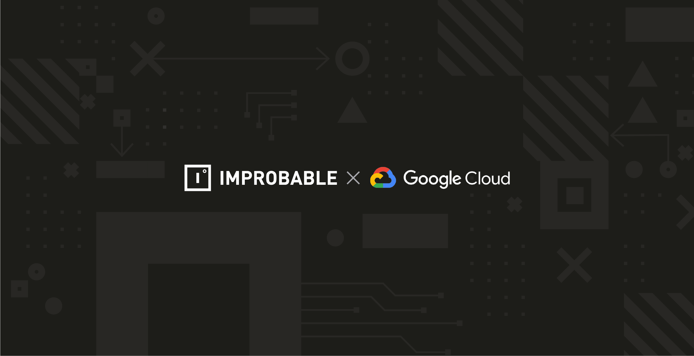 Improbable x Google Cloud text on dark background