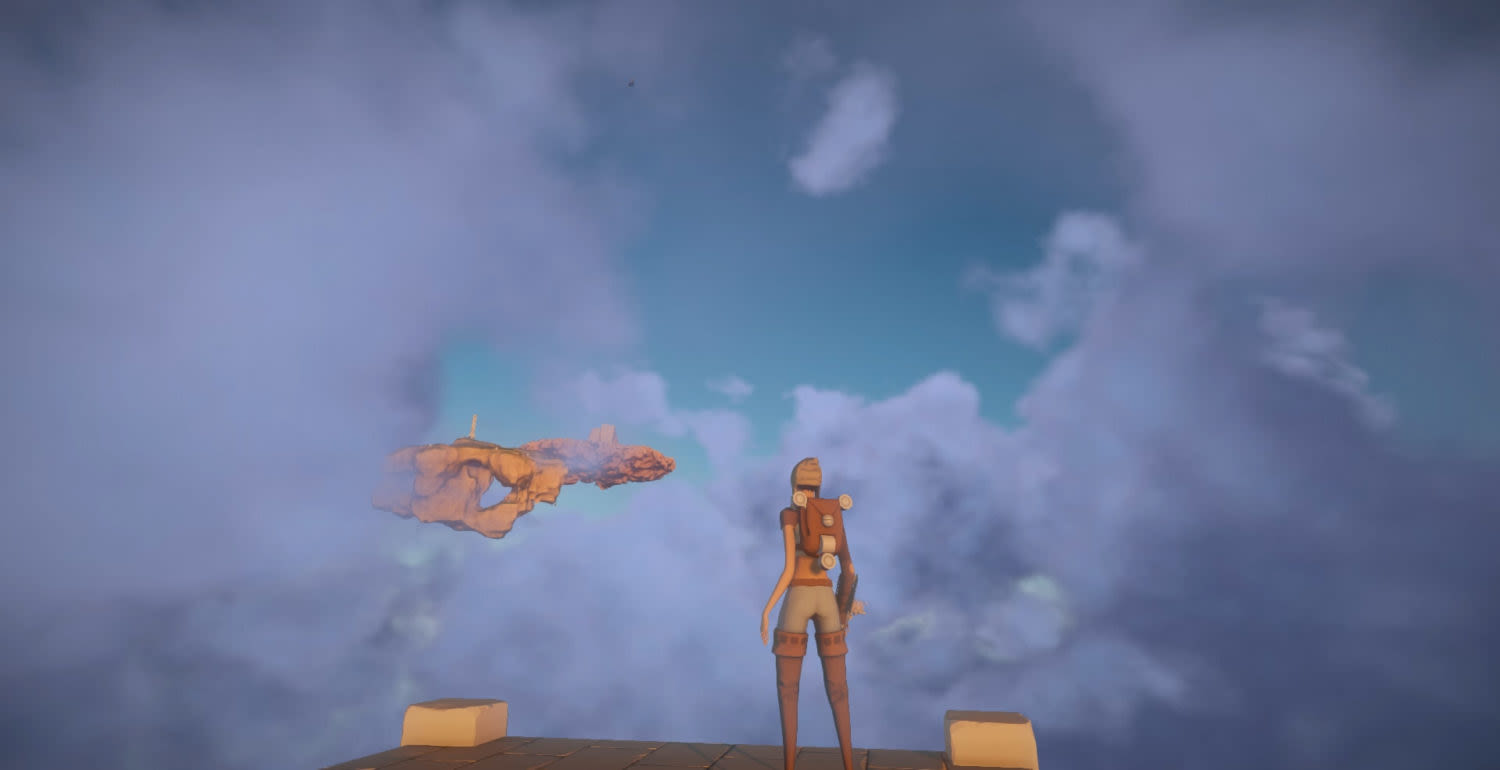 Worlds Adrift character in clouds