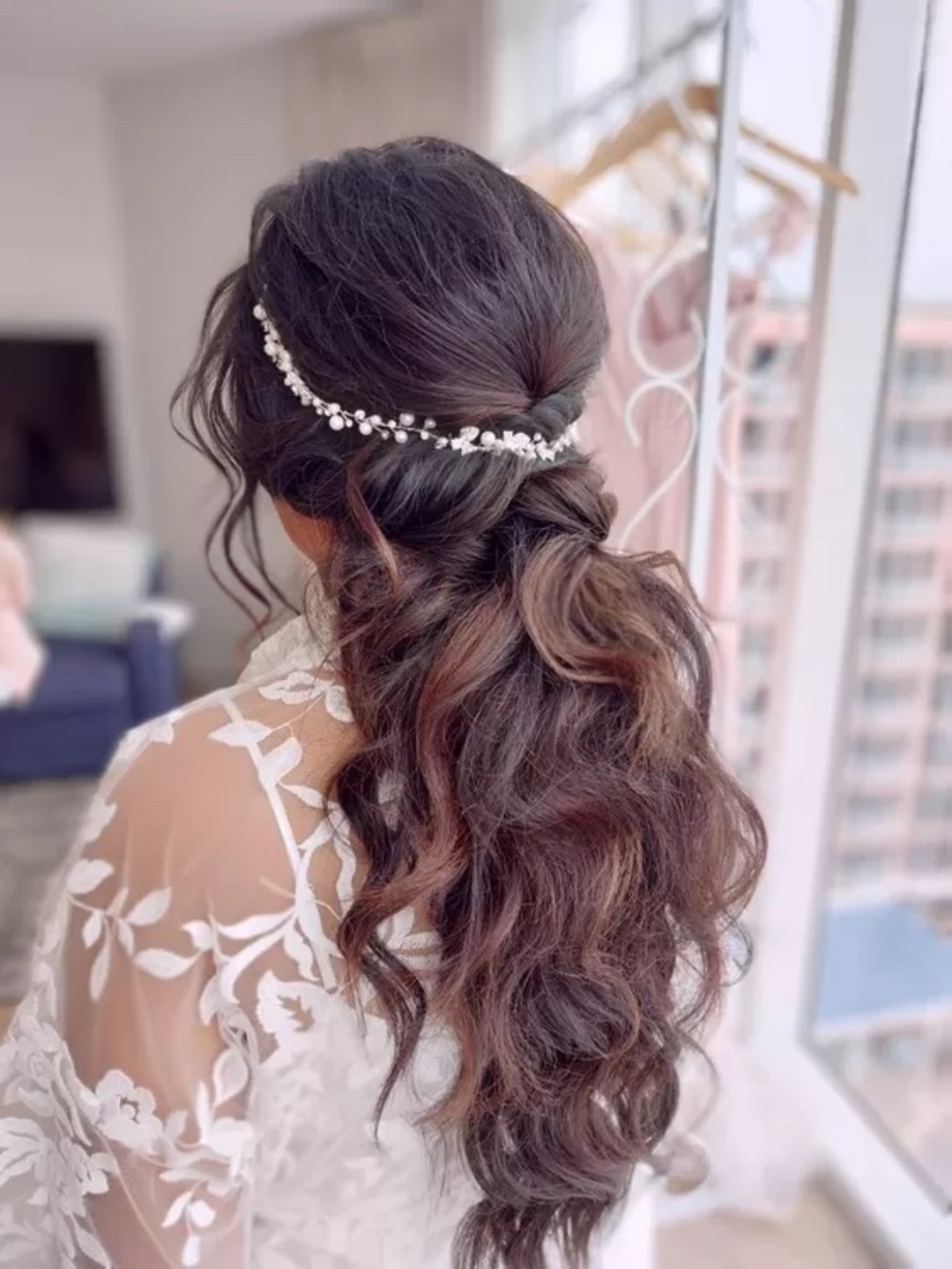 Low Twist Half Up Half Down Hairstyle Wedding