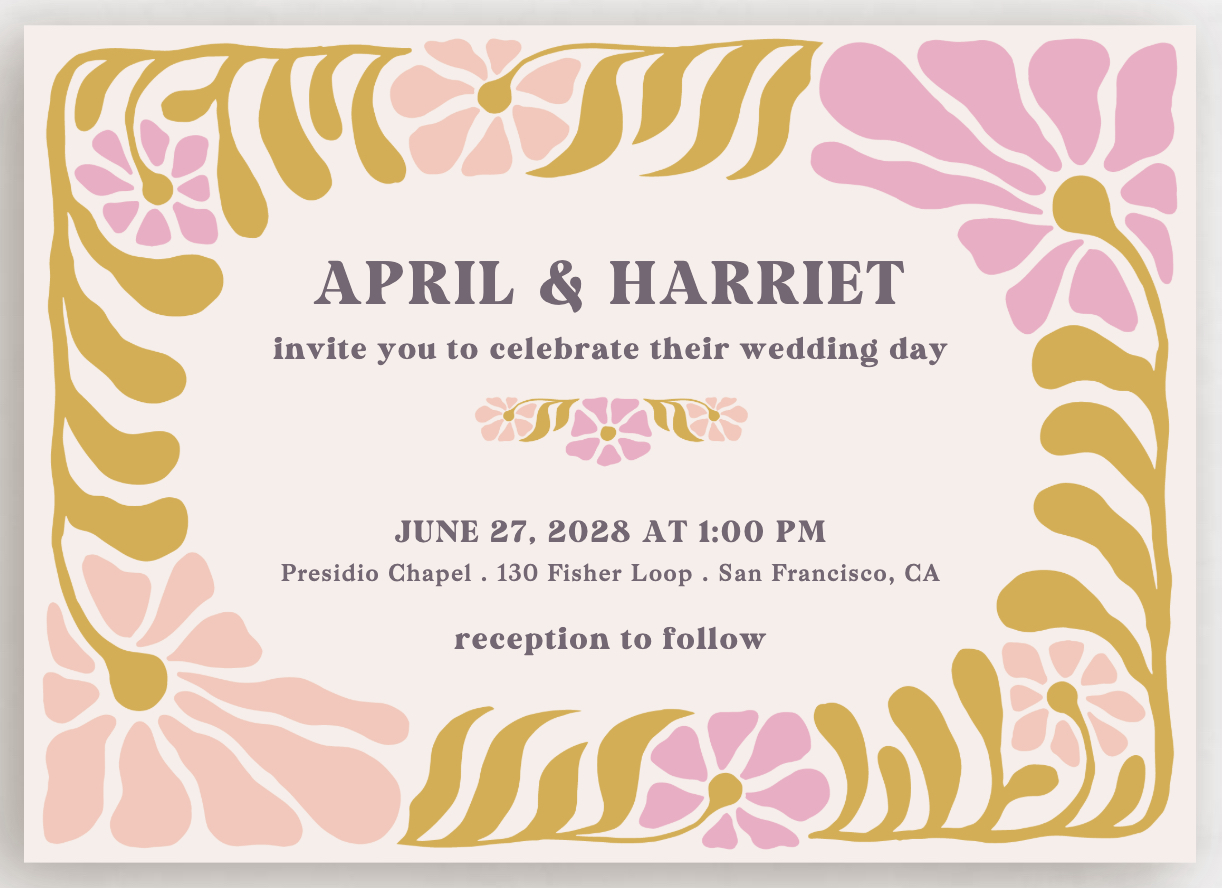1970s Retro Themed Wedding Invitation
