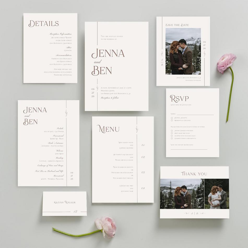 Minimal Themed Wedding Invitation Suite