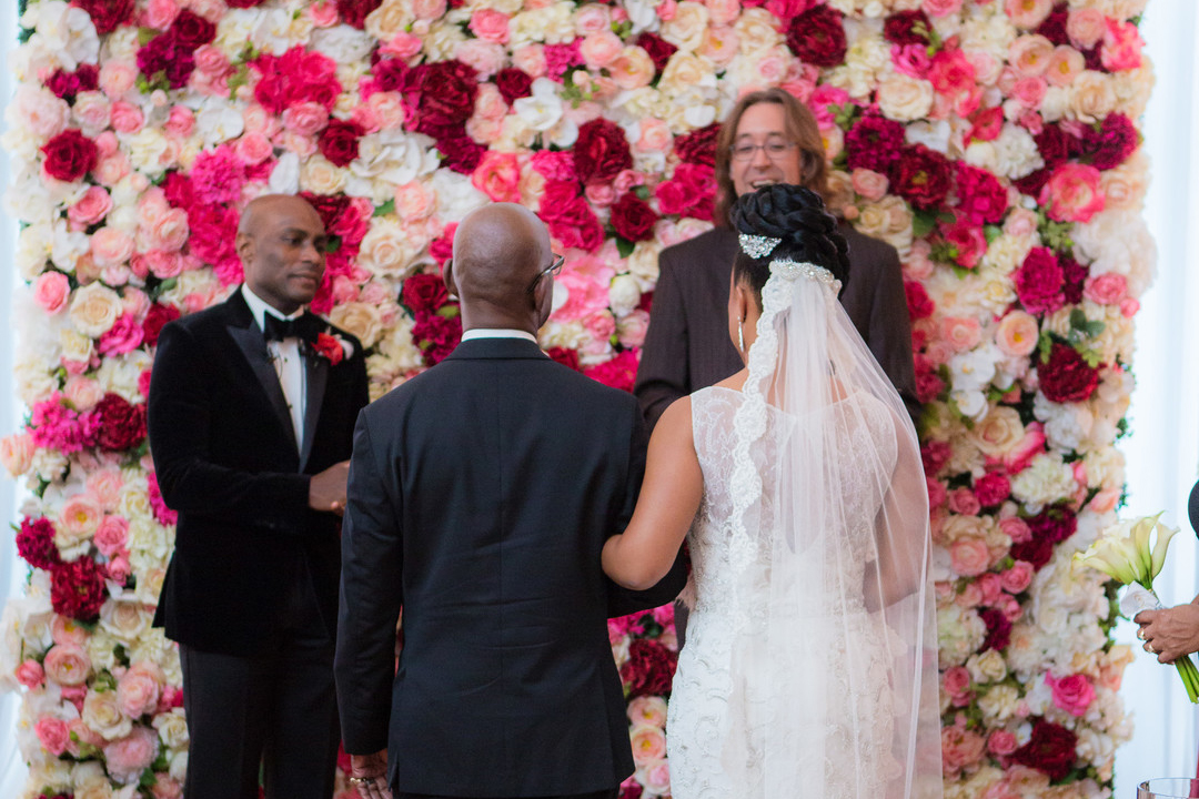 couple at wedding altar