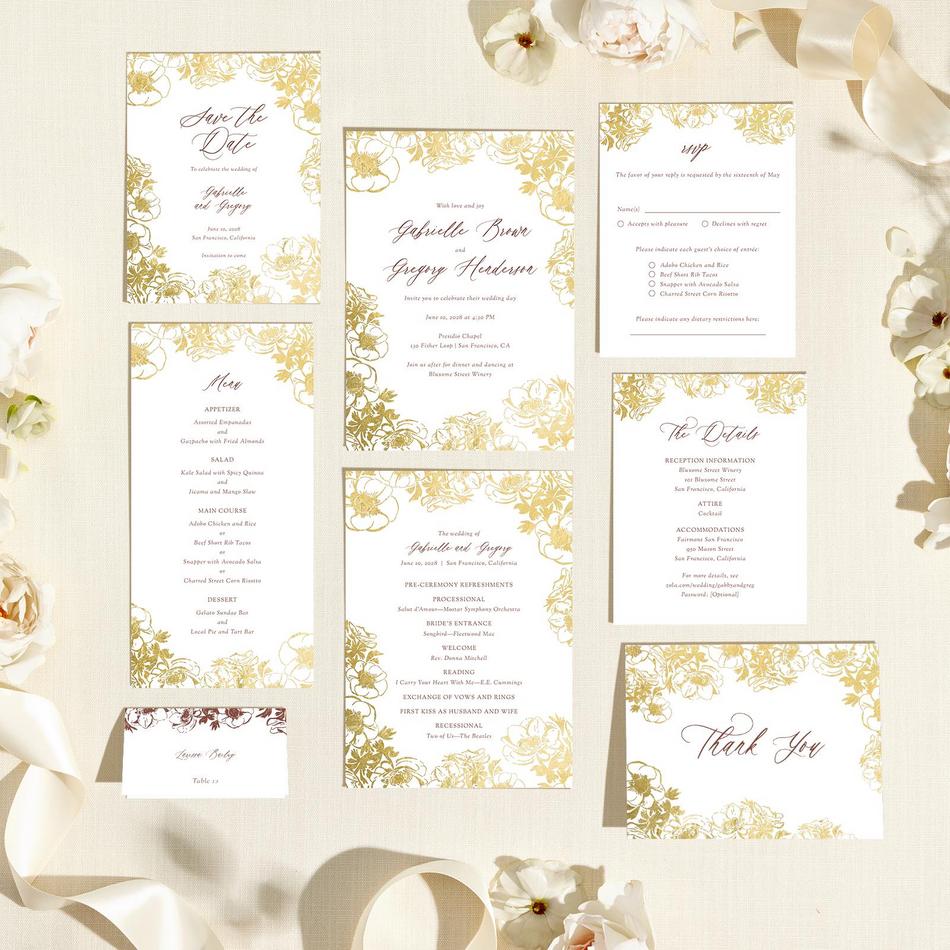 Zola Anemone Foil Invitation Suite