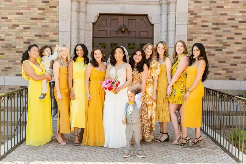 Mismatched Bridesmaid Dresses Yellow