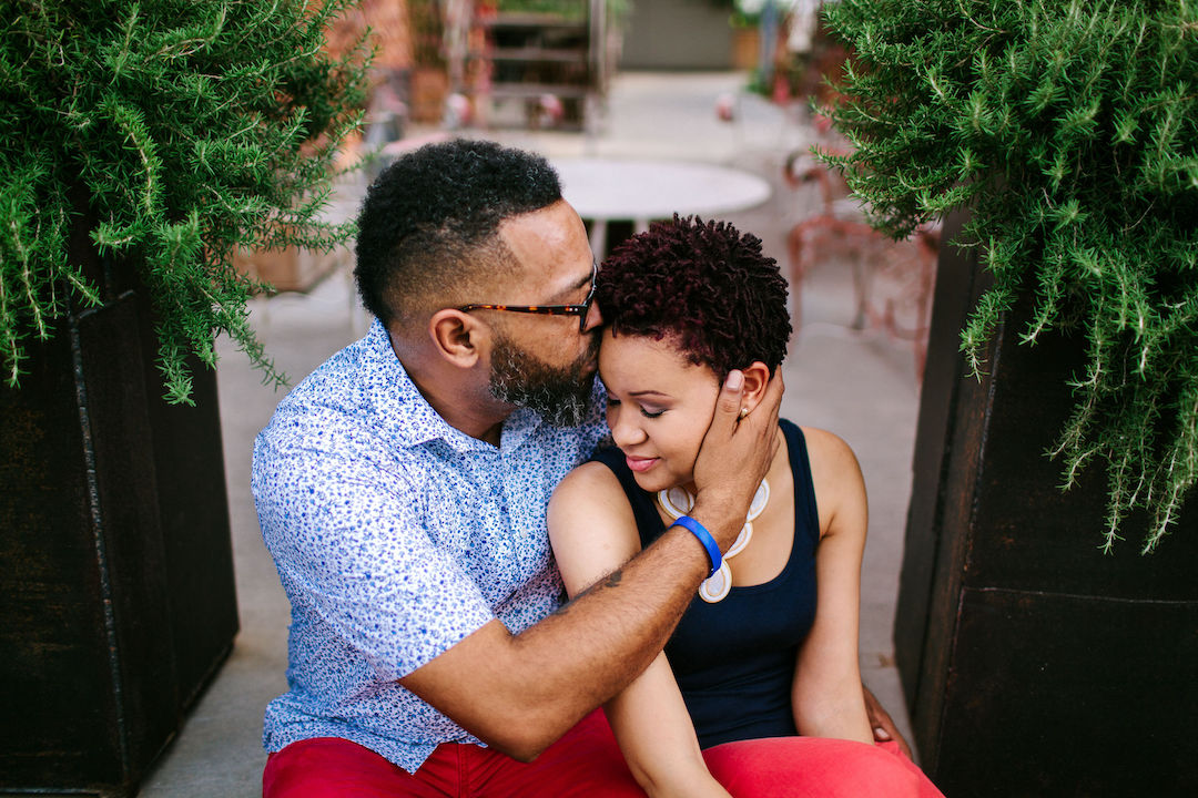 Black man and woman in love celebrating an anniversary