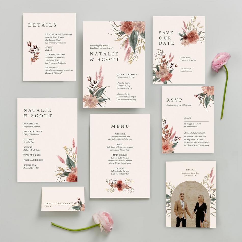 Boho Themed Wedding Invitations