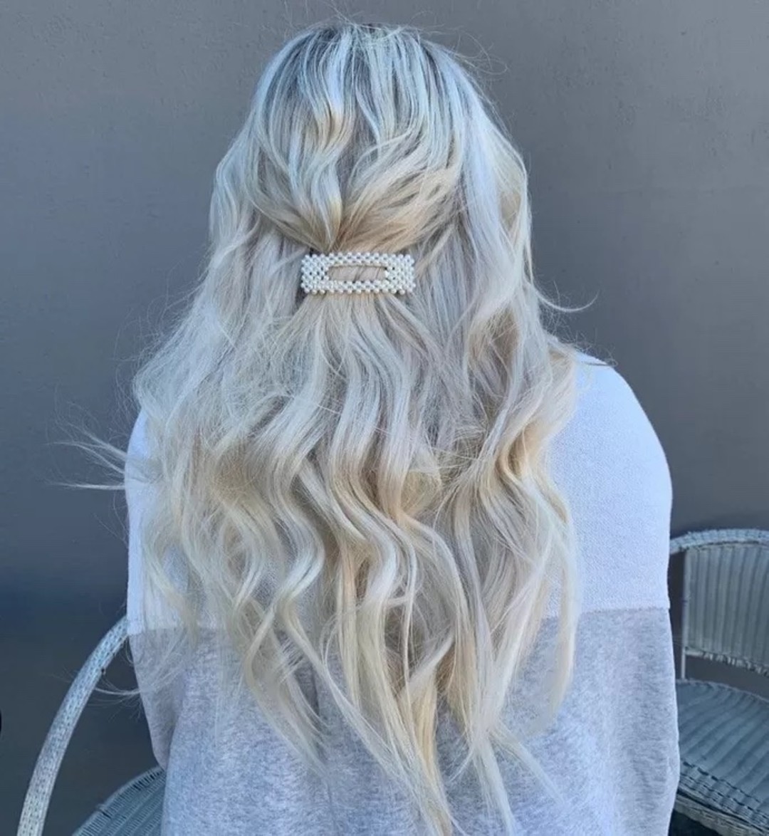 Simple Barette Half Up Half Down Bridal Hairstyle