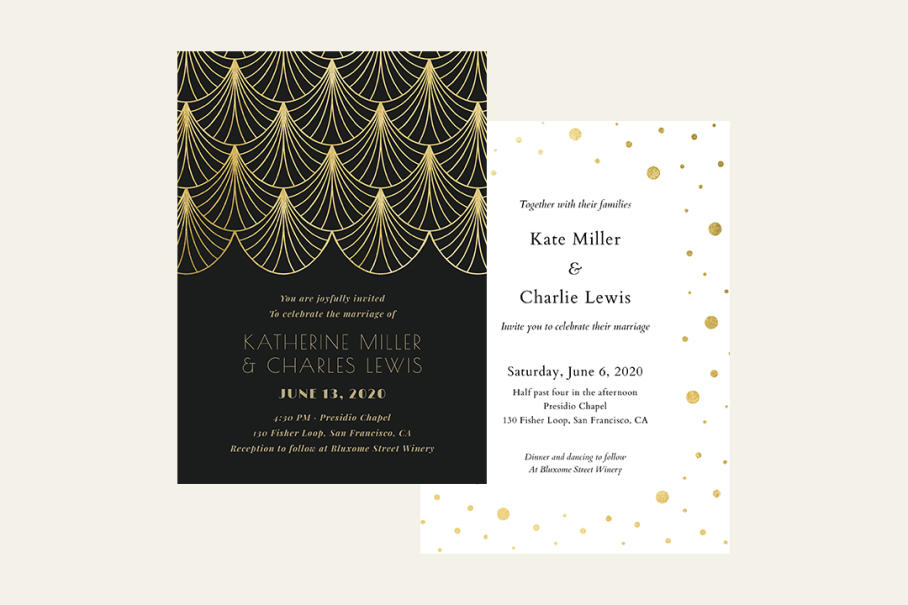 Gold Bar Accents Invitations in Red