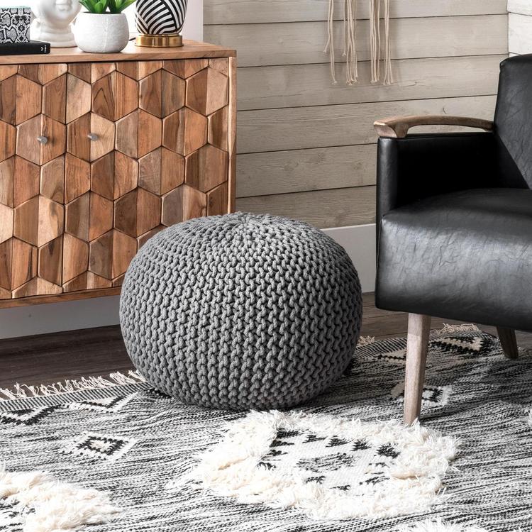 NuLOOM Rugs Knitted Round Pouf