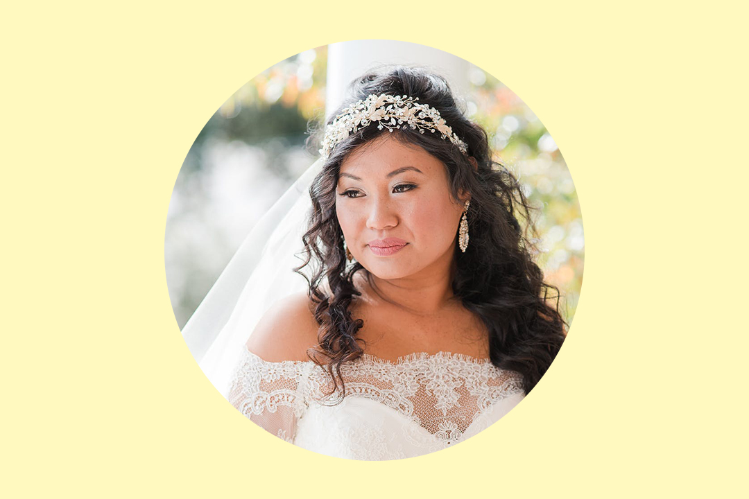 bride in headband with new husband