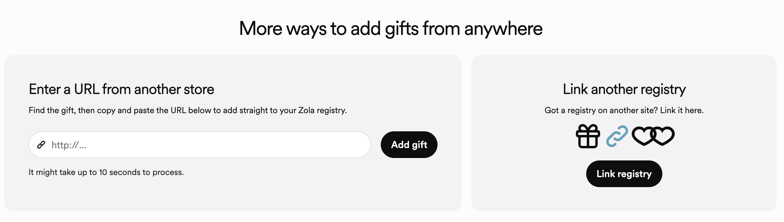 How can I add individual items from another store to my Zola registry?